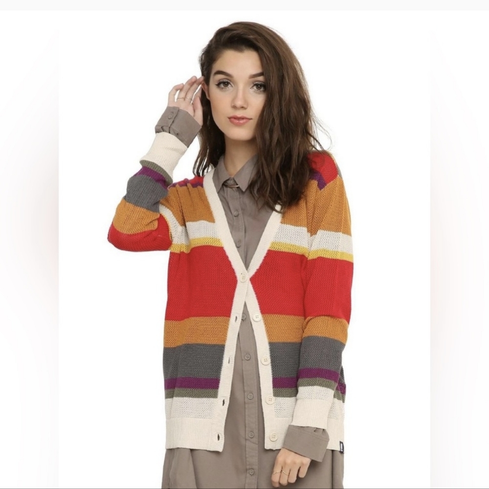 Dr. Who Hot Topic BBC Exclusive Striped Cardigan Sweater Size Small